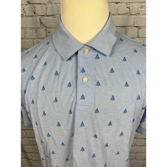 Brooks Brothers Men’s L Original Fit Polo Blue All Over Sail Boat Print Nautical - Picture 6 of 8